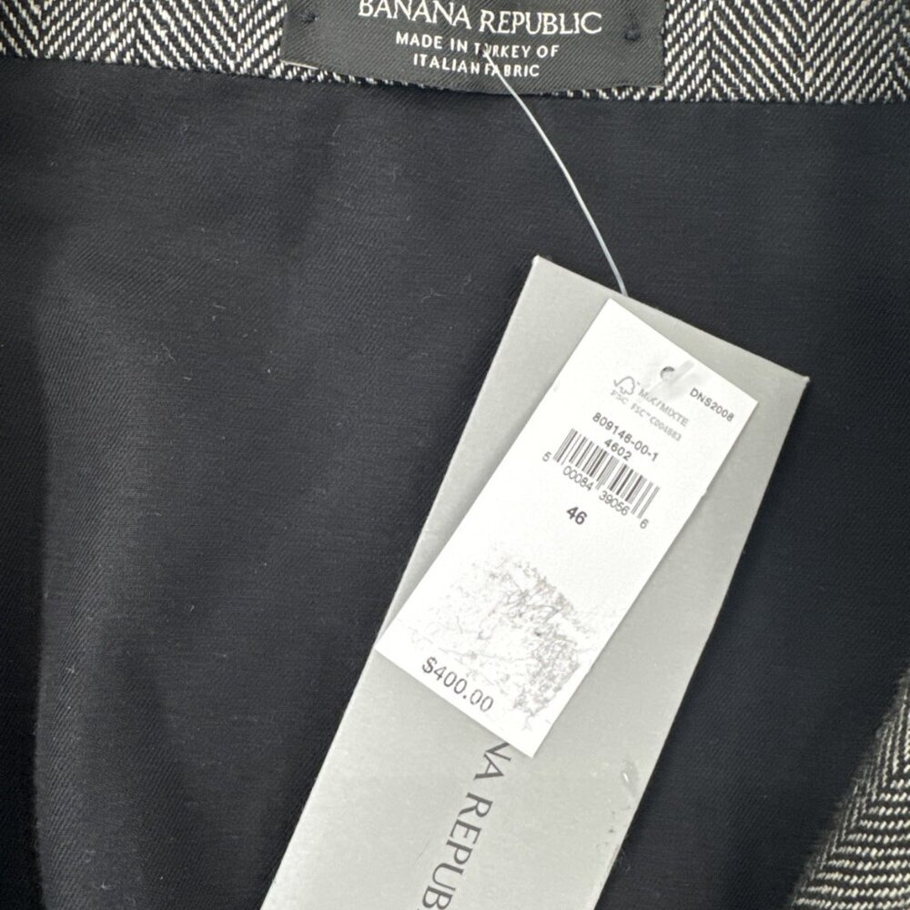 Banana Republic Wool Linen Blazer Mens 46 Tailored Slim Gray Suit Coat $400 NEW - Picture 4 of 14